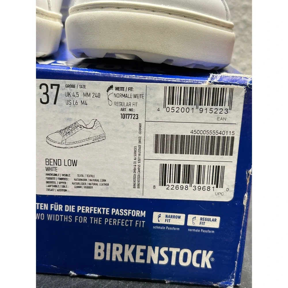 Birkenstock Bend Low Natural Leather White EU 37 US L6 M4 Womens